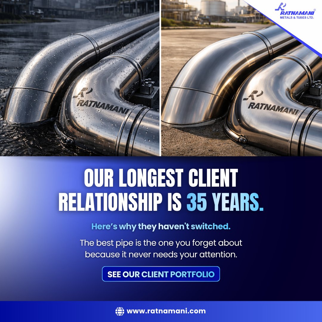 RMTLOfficial's tweet image. Reliability lasts beyond delivery. For 35+ years, clients have trusted our pipes in critical operations-delivering consistent performance without compromise.

#RatnamaniMetalsandTubes #ClientTrust #Reliability #IndustrialExcellence