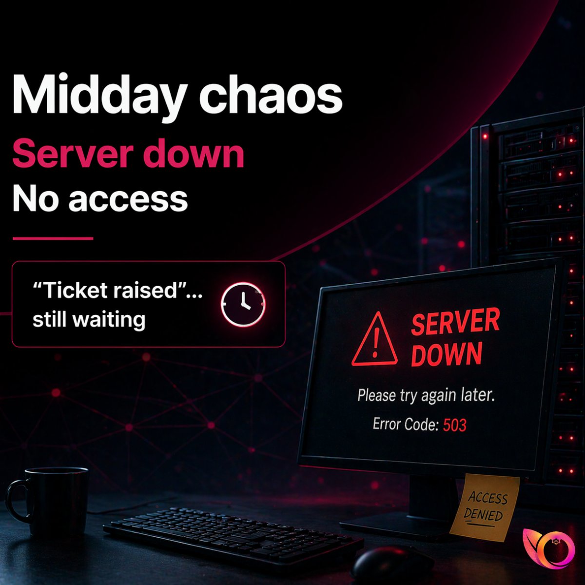 CLOUDeBERRY's tweet photo. Slow systems.
Server down.
Temporary fixes.

End result? Lost time, money &amp; trust.

DM “IT” to fix it.
#ITSupport #MSP #Tech https://t.co/dxg6nkbBEY