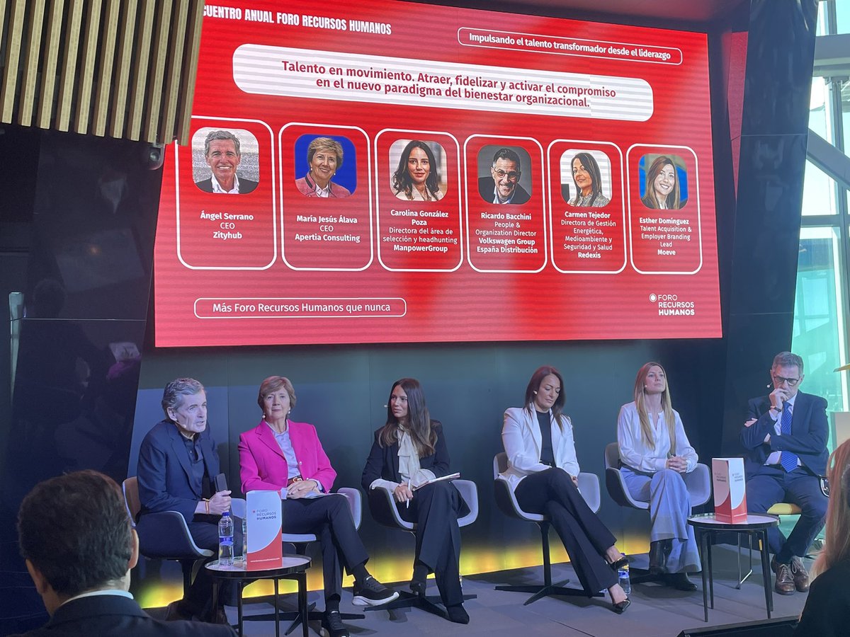 Hoy <a href="/mjalavareyes/">Mª Jesús Álava Reyes</a> participa en el <a href="/ForoRRHH/">Foro Recursos Humanos</a> dentro de la mesa redonda sobre Talento: atraer, fidelizar y activar el compromiso.