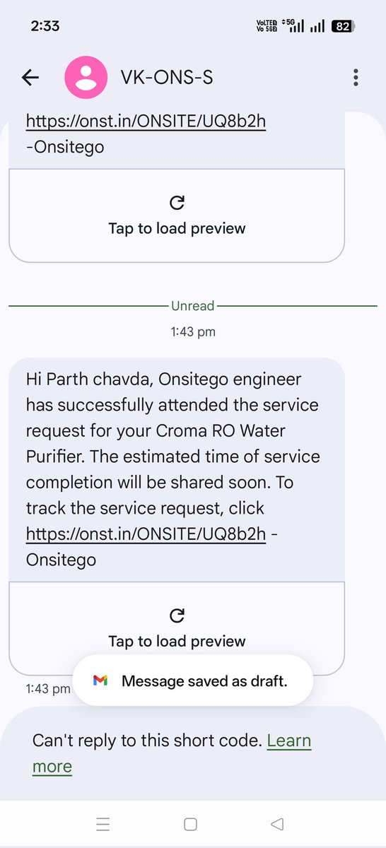 parth_chavda's tweet photo. @helponsitego Service request registered on 1st April, but no technician has visited yet. Today (16th April), I received a false message saying service is completed. Issue still not resolved. Very poor service. Please take immediate action or I will escalate to consumer forum. https://t.co/GO30UfERaL
