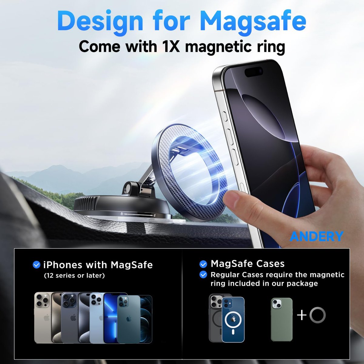 IzazKhan466402's tweet image. 🚗 ANDERY MagSafe Car Phone Holder!
78LBS Strongest Suction!
40% OFF — Only $25.59!
10K+ bought last month 🔥
Compatible with iPhone 17-12!
👉 [Link amzn.to/4vypiZ4]
#MagSafe #CarMount #AmazonFinds #adialajail