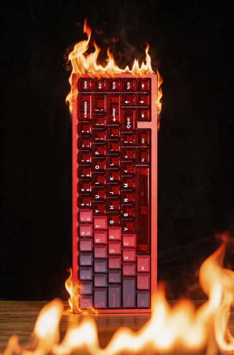 WOBKEY1's tweet photo. When your passion for gaming literally sets the keyboard on fire. 🔥🎮
#zen65 https://t.co/76lcUBPYIX