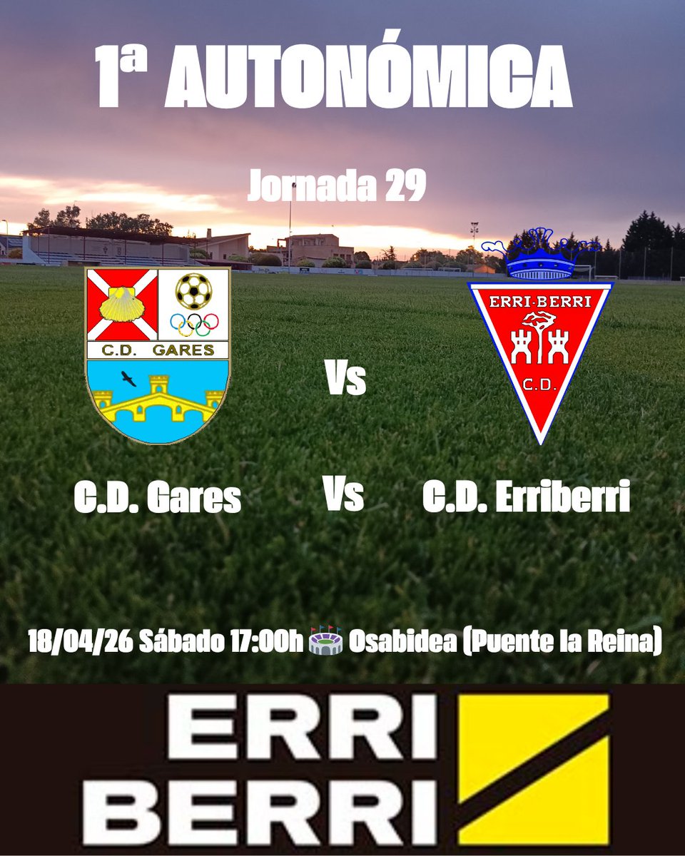 1ª AUTONÓMICA 
🏆 J.29
🆚️ <a href="/cdgares/">Club Deportivo Gares</a> 
🗓 Sábado 18/04
🕓 17:00h
¡¡VAAAAMOSSS ROOJOOOSS!!🔴⚔️💪