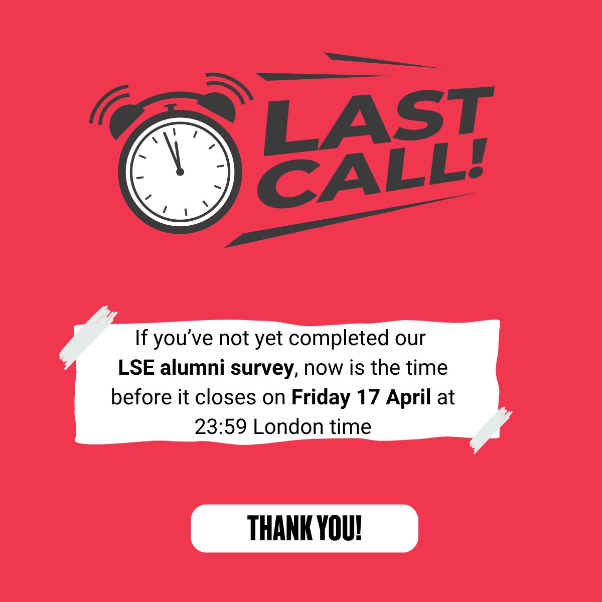 LSEalumni's tweet photo. What you have to tell us matters. ❗Complete the LSE alumni survey now before you miss your chance ➡️ https://t.co/zUFWSeMnwv https://t.co/ldGAj9TWMG