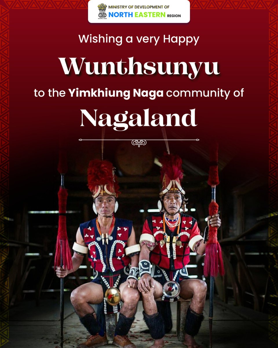 MDoNER_India's tweet photo. Warm greetings on the occasion of Wünthsünyu to the Yimkhiung Naga community of Nagaland. May this festival of harvest bring prosperity, joy, and togetherness to the community.
#MDoNERIndia #FestivalsOfNER #Nagaland https://t.co/KbatJqNnjI