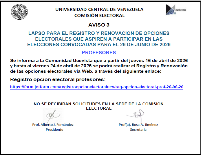 Comisión Electoral UCV tweet media