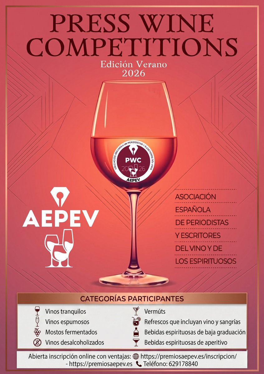VinumMedia's tweet photo. "Cata a Ciegas: Vinos, Mostos, Vermuts, Espumosos y Sin Alcohol. El desafío sensorial que estabas esperando." 🍷
¡Inscripciones abiertas!!
@aepev @catandoaepev2025
#PWC #AEPEV #Summer2026 #Tasting #winelover https://t.co/161kdwbNF1