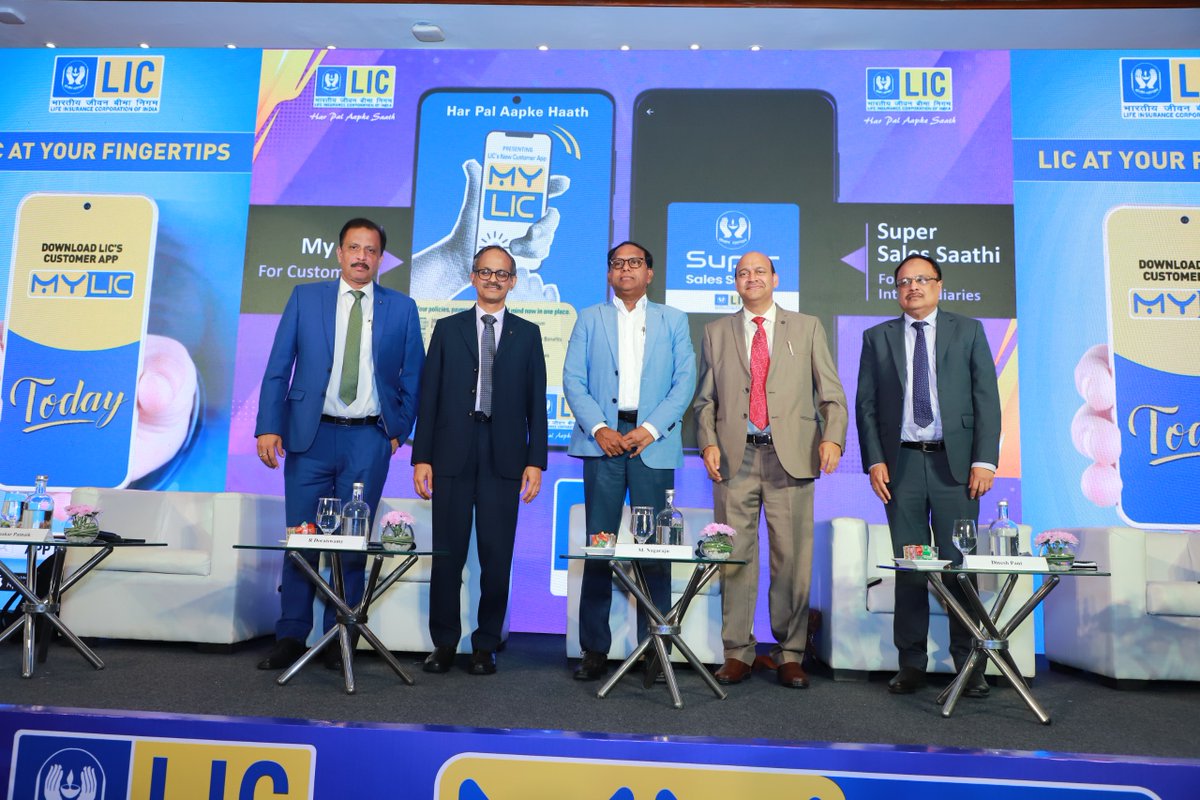 DFS_India's tweet photo. Secretary, Department Of Financial Services (DFS), launched @LICIndiaForever's #MyLIC (Customer App) & #SuperSalesSaathi (Intermediary App) in Mumbai, in the presence of CEO & MD and senior management of LIC of India in Mumbai on 15.04.2026.
At the launch event, Secretary DFS, highlighted LIC’s digital ecosystem is evolving from a set of service utilities into a strategic distribution and engagement platform. With over 260 million policies and India’s deepest insurance footprint, LIC’s mobile apps - MyLIC (customer-centric) and Super Sales Saathi (intermediary-centric) - are now central to delivering scale, service efficiency, and competitive parity in the life insurance market.
#MyLIC offers a personalized 360° digital experience—manage policies, pay premiums Instantly, track policy benefits in real time, avail paperless policy loan, revive lapsed policies, paperless e-KYC & buy policies online.
#SuperSalesSaathi empowers intermediaries with digital sales tools, real-time policy status tracking, AI-driven insights, performance dashboards to monitor targets and achievements.
Read more here:https://t.co/XwCEZjLHfD