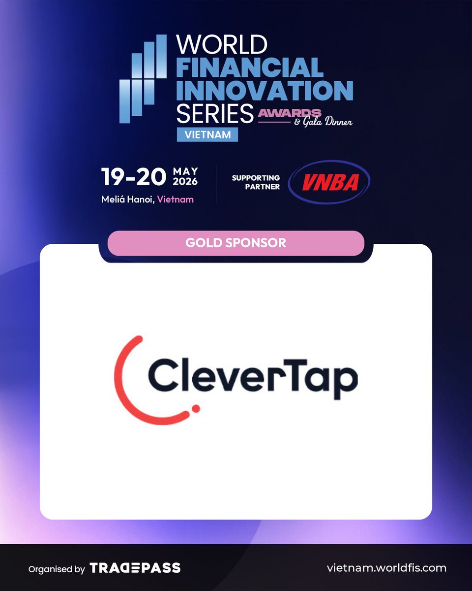 Tradepassglobal's tweet image. We’re pleased to welcome CleverTap as a Gold Sponsor at the 4th Edition of WFIS Vietnam.

Learn More: hubs.la/Q04cj77n0

#WFISVietnam #WFIS2026 #CustomerEngagement #DigitalBanking #Fintech #BankingInnovation #FinancialServices #VietnamFSI #Tradepass
