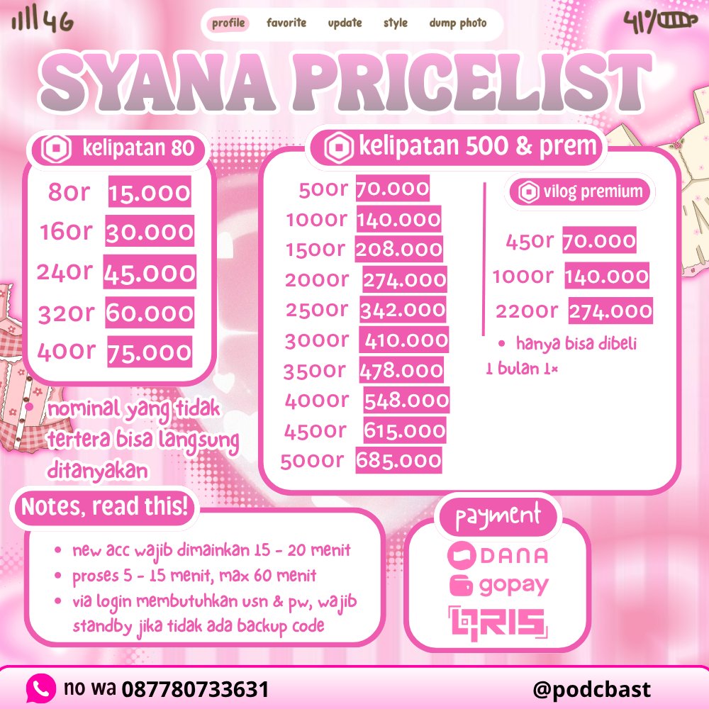 syana 1k+ testi open robux, coin line, app prem tweet media