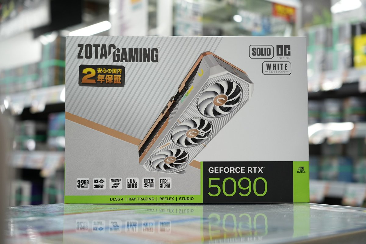 5F】白い5090が少数再入荷しました！ ZOTAC『GeForce RTX 5090 SOLID 