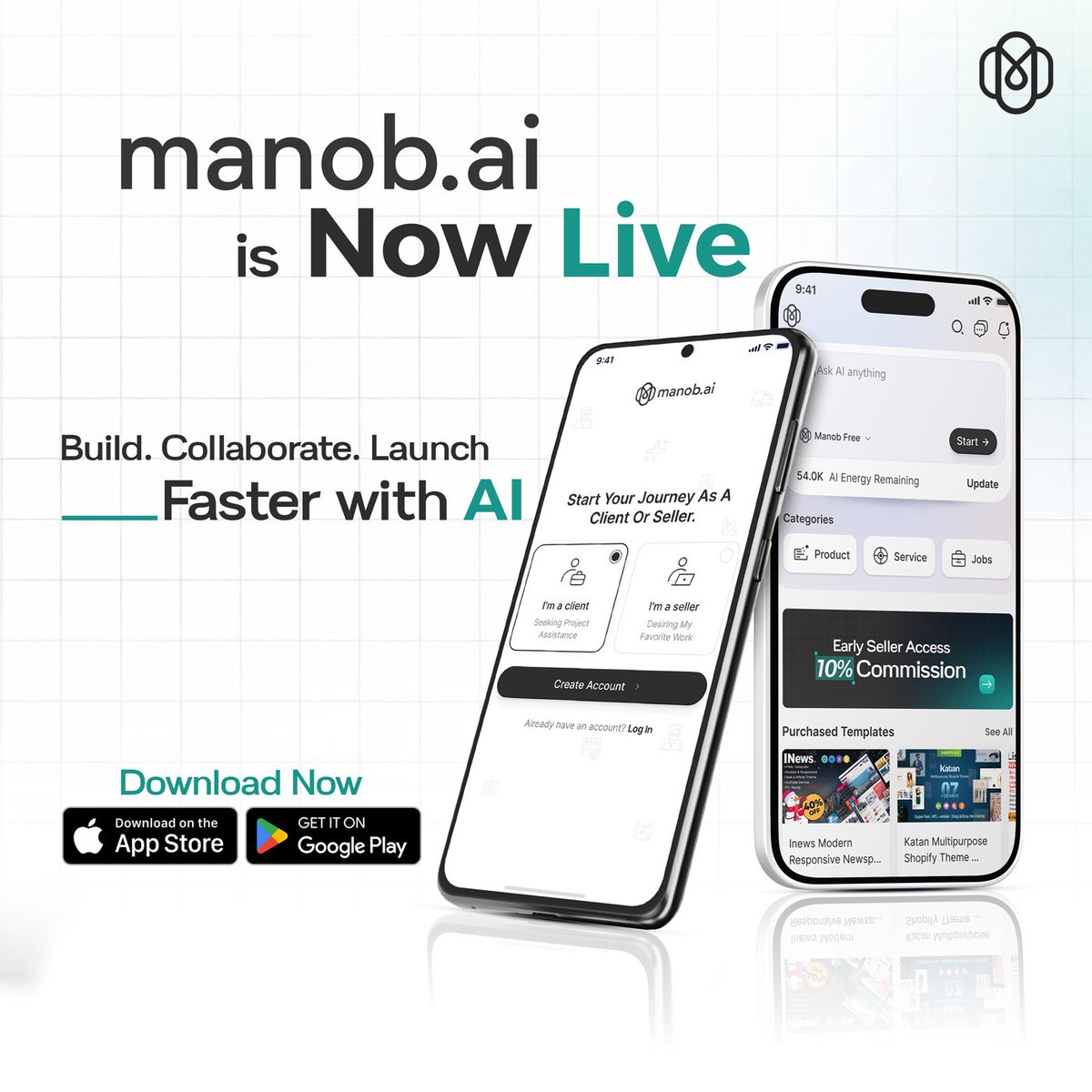 manob_ai's tweet image. The wait is over. manob.ai is officially LIVE!
Build, collaborate, and launch your next project faster than ever with the power of AI.
Download now on the App Store and Google Play.
#manobai #TechLaunch #innovations #applive