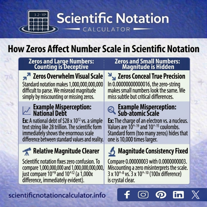 SNCalculator1's tweet image. How Zeros Affect Number Scale in Scientific Notation?

Do zeros really change size? 
They can mislead your sense of scale.

See how scientific notation removes the confusion 👇
scientificnotationcalculator.info/zeros-affect/

#Science #STEM #Learning #scientificnotationcalculator