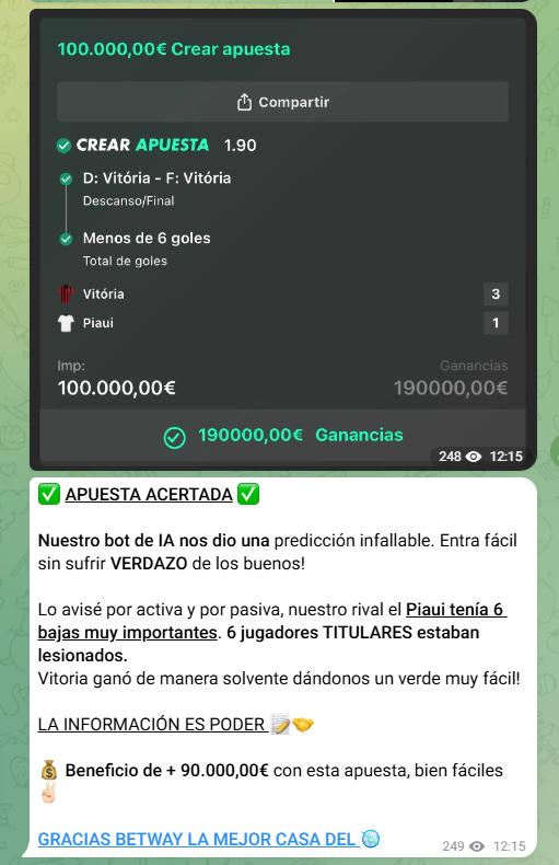 Este es el nivel. 

✓ Edición. 
✓ "Bot de IA". 
✓ "Verdazo" y "bien fáciles". 
✓ Apuesta en Bet365 pero da las gracias a Betway.