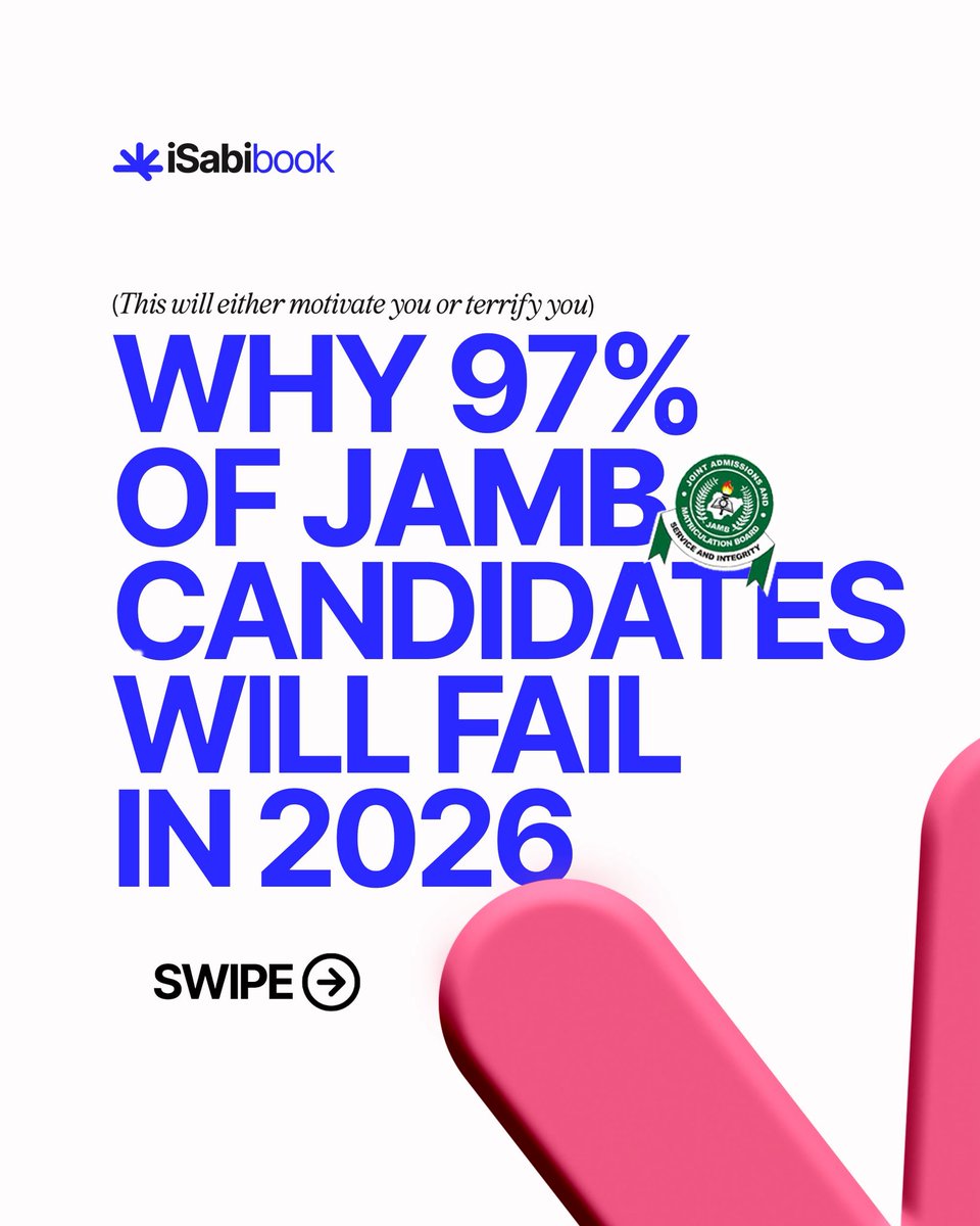 IsabibookNg's tweet photo. JAMB starts today…

At this point, it’s not about reading everything anymore.

It’s about going in prepared.

If you’ve been practising, tracking your scores, and fixing your weak areas, you already have an edge.

If not, even now, you can still do something about it. https://t.co/Sjr3ylsRVq