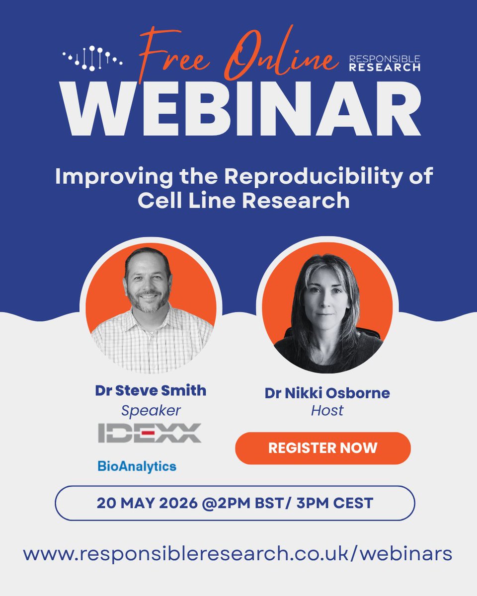 Training4RR's tweet image. Improving the Reproducibility of Cell Line Research
📅 20 May | 🕑 2–3 PM BST

Learn how contamination, misidentification &amp;amp; genetic drift impact cell line research. plus how to prevent it!

👉 responsibleresearch.co.uk/event-details/…

#ResponsibleResearch #Reproducibility #CPD