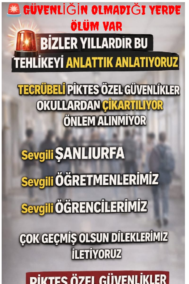 Okullar  ne yazık ki güvenli değil!!

Acilen okullara kadrolu silahlı güvenlik ve okul çevresi polis devriyeleri sıklaştırılmalı.
Yetişkin gibi suç işleyen 15-18 yaş öğrencilerin yetişkin gibi cezayı işleme tabi tutulması gerekir
Cezaları ağırlaştırılmalıdır
#piktes