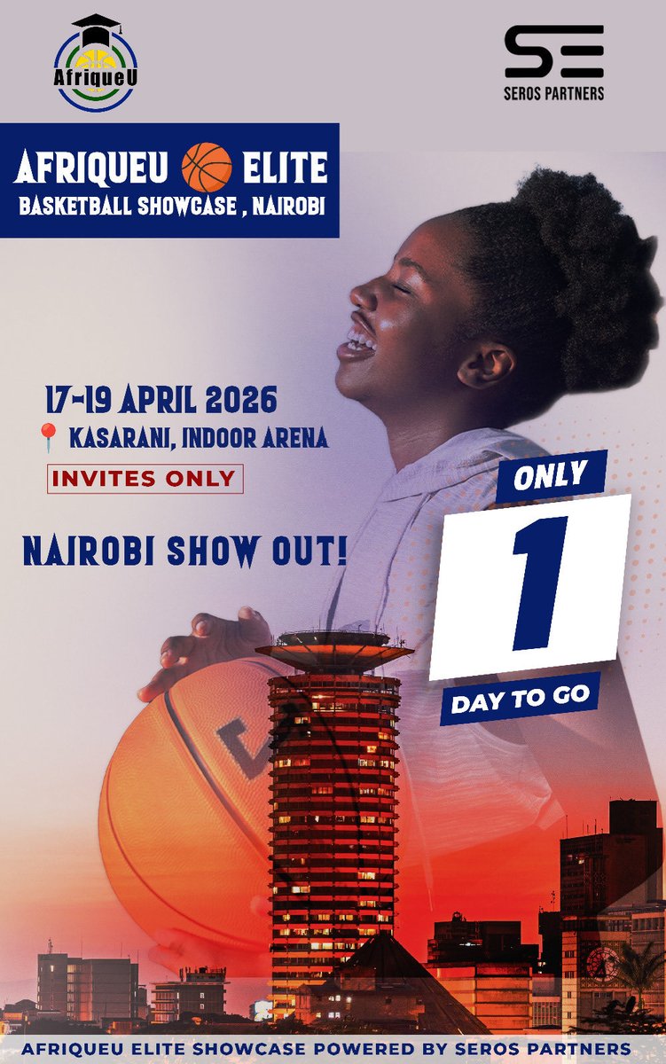 afrique_u's tweet photo. T-1. 🏀

The AfriqueU Elite Basketball Showcase tips off tomorrow in Nairobi 🇰🇪.
One stage. One city. One big moment.

📍 Kasarani Indoor Arena
📅 17–19 April 2026
🎟️ Invites Only

The countdown is over. The players are ready to show out! 😤💪 #AfriqueU #EliteShowcase🏀 https://t.co/uj92LUlipR