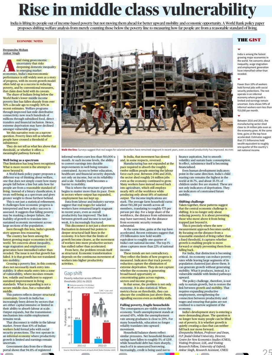 imRavikantYadav's tweet image. Rise in the Middle class vulnerability

:An Insightful article by Sh Deepanshu Mohan highlighting the need for #EconomicGrowth translating to mobility of the #Poor &amp;amp; #MiddleClass with better #StandardOfLiving #Employment &amp;amp; reduction of #Inequality 

@Deepanshu_1810 

#UPSC