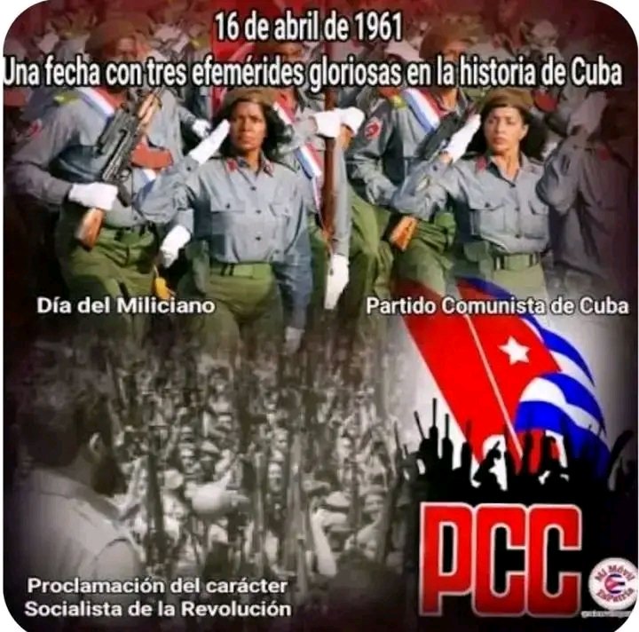 yesmita1975's tweet photo. El 16 de abril de 1961, resume  efemérides gloriosas: la declaración del carácter socialista de la Revolución cubana, el Día del Miliciano y la fundación del Partido Comunista de Cuba. Tres  acontecimientos con la disposición de defender Revolución #GirónEsHoy @LorenzoOsbel https://t.co/UWSLJLSdoH