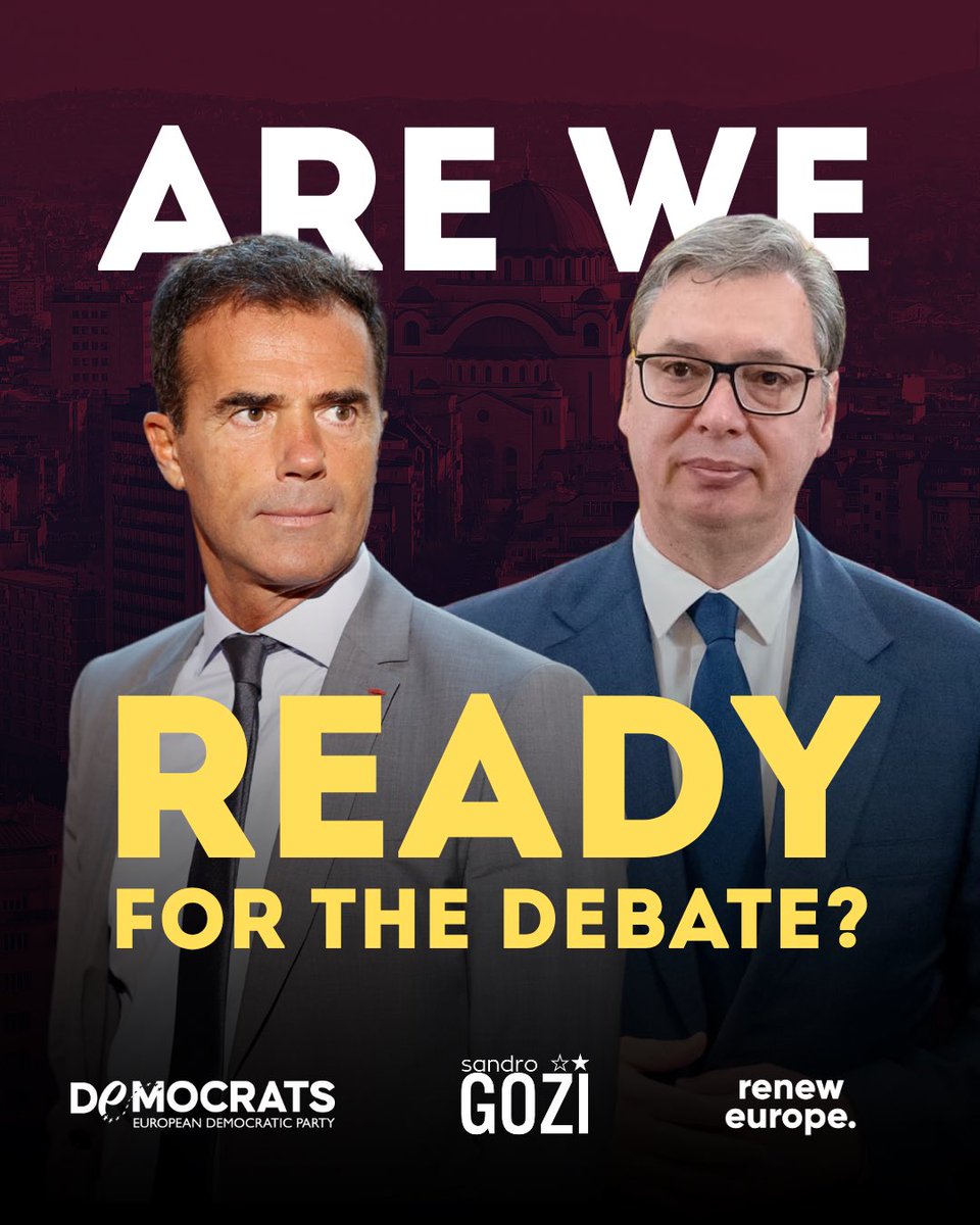 sandrogozi's tweet photo. It is positive that President @avucic has accepted the idea of a debate with me: open confrontation is always useful for citizens — and something they are clearly waiting for. 1/2 https://t.co/JXCxFBQVSf
