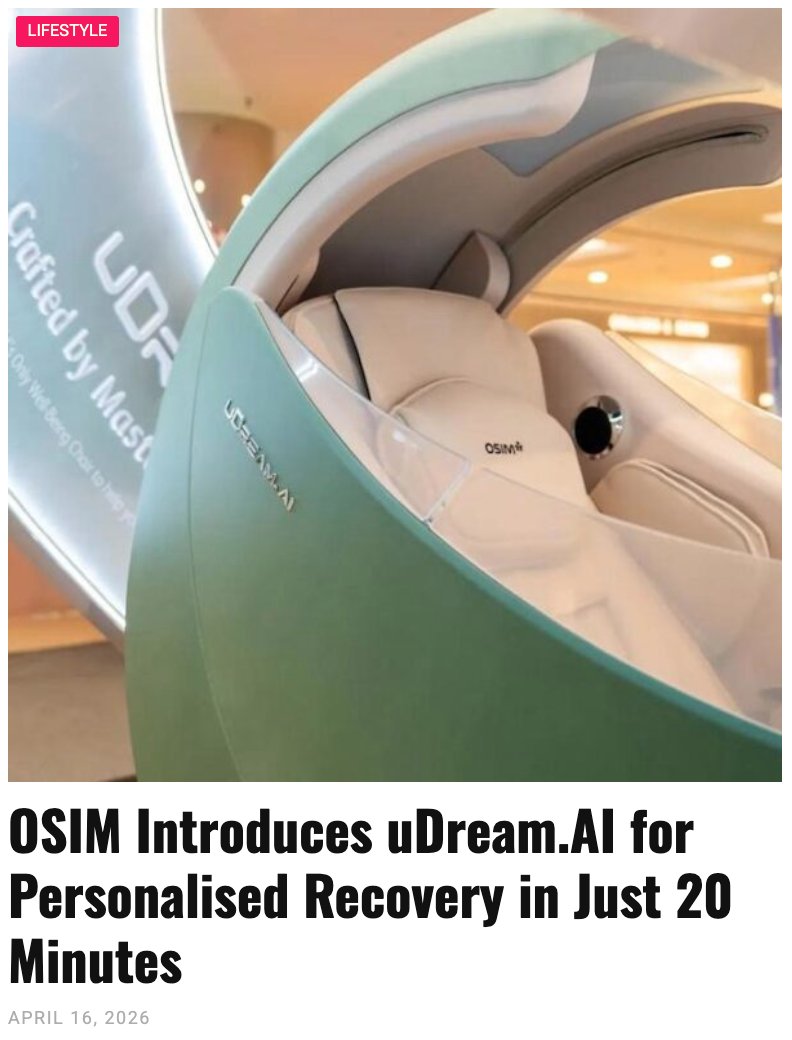 GabraMalaysia's tweet image. OSIM Malaysia has taken a bold step forward in redefining home wellness with the launch of its latest innovation, the uDream.AI 

#OSIMMY #uDreamAI #HomeAesthetics #WellnessLiving #WellBeingChair