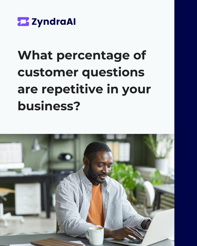 ZyndraAI's tweet photo. Let's talk about the reality of customer service—how much of your team's day is spent answering variations of the same questions? 🔄 

#CustomerService #RepetitiveQuestions #AIchatbots https://t.co/CXzbmcqv4N