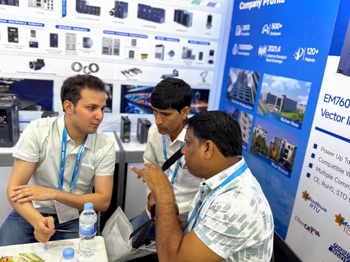 Sineedrive's tweet image. 🎉 Canton Fair Day 2 – Only 3 days left!

At SINEE, we're seeing strong demand from global markets for VFDs, servos, and industrial automation.

⚙ Visit Booth 20.1G19 

📍 April 15–19, 2026

#CantonFair #VFD #Servo #Automation #SINEE