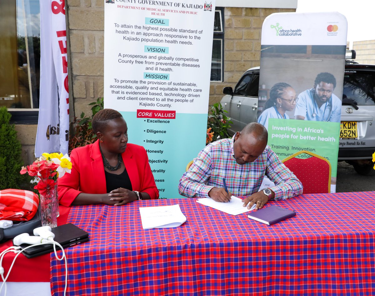 AmrefUniversity's tweet image. The handover ceremony was officiated by Mr. Alex Kilowua, CECM for Medical Services &amp;amp; Public Health, reaffirming Kajiado County’s commitment to improved healthcare delivery.
#MaternalHealth #KajiadoCounty #HealthSystemsStrengthening #AMIU #MastercardFoundation
