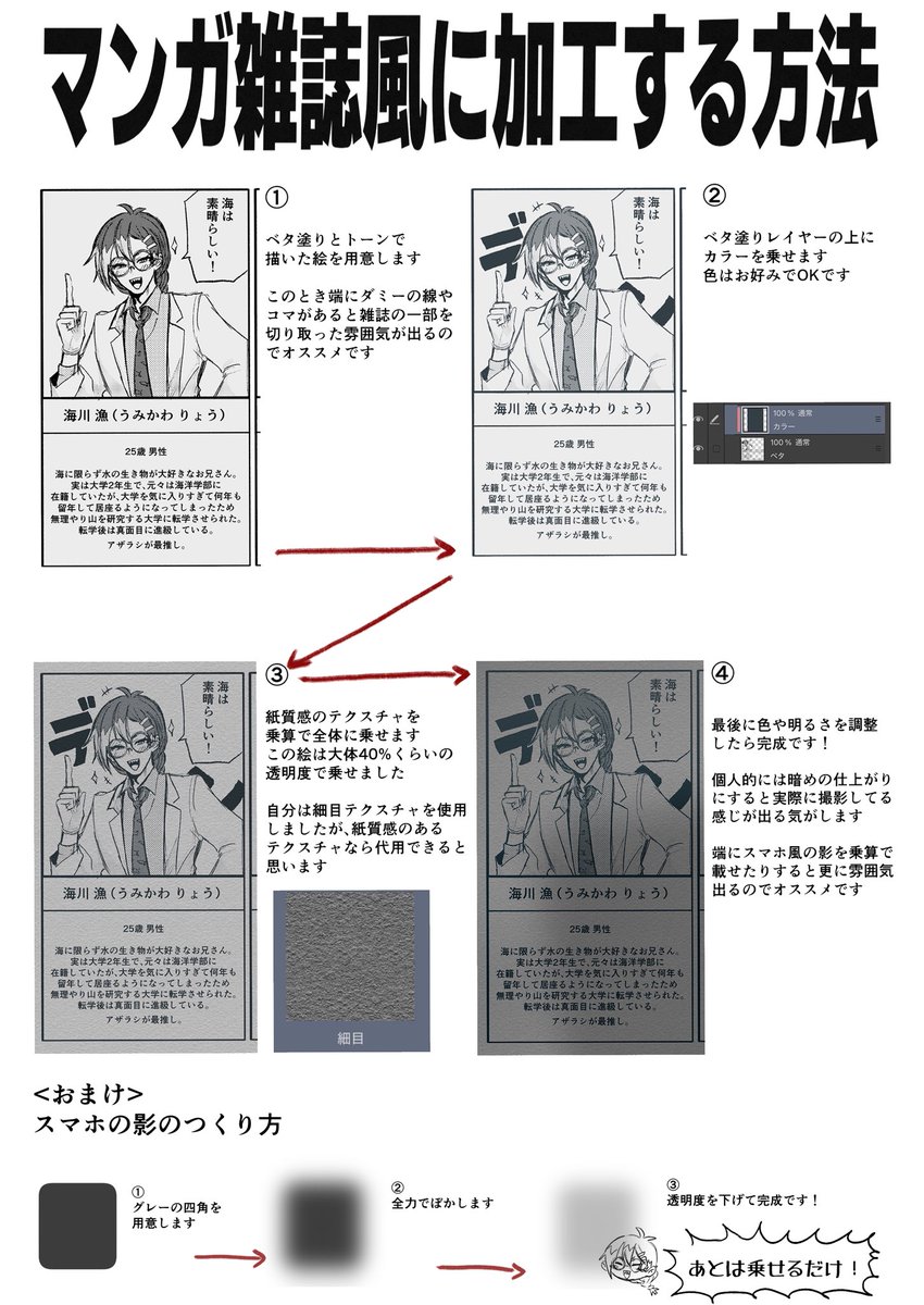 マンガ雑誌風に加工する方法です

めちゃ楽しいのでぜひご活用ください～