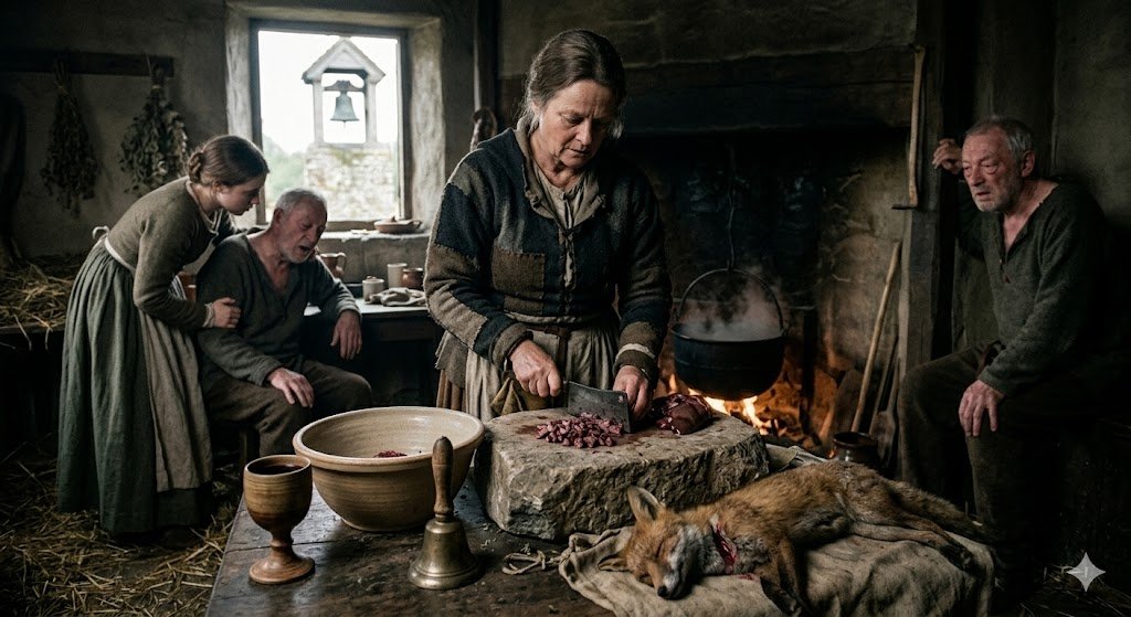 In Medieval Period (10th to 15th CE),European medical science used to treat patients with cough

For wheezing and shortness of breath, a fox was killed, and its liver and lungs were removed. These were chopped up, mixed with wine, and then the mixture was drunk from a church bell