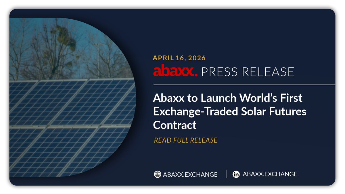 abaxx_exchange's tweet photo. As solar becomes a larger share of Germany’s power mix, weather-driven swings in output are introducing new sources of generation risk.

Enwex Germany Solar futures, launching April 23, provide the first exchange-cleared benchmark to hedge that exposure. https://t.co/cYXziHH0tC