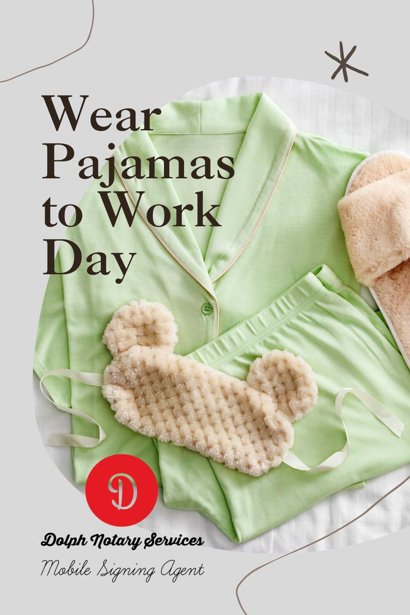 DolphNotary's tweet photo. It’s Wear Your Pajamas to Work Day!

I won’t be showing up to appointments in mine . . . promise 😅
But I fully support those of you who can!

So tell me - who’s working in PJs today? 👀

#WearPajamasToWorkDay #ThankfulThursday #DolphNotaryServices #WorkLifeFun https://t.co/ZorR95tcdH