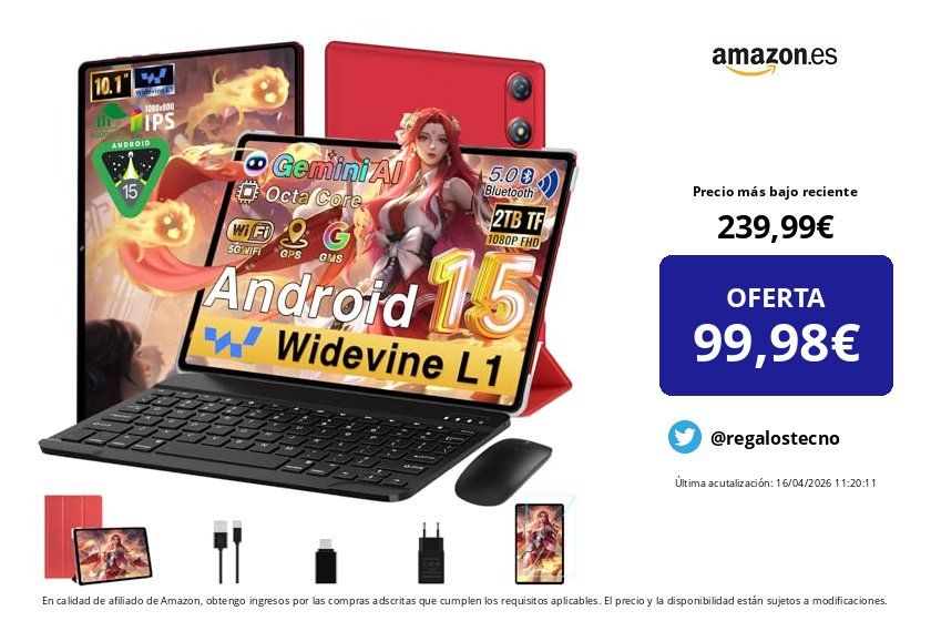 RegalosTecno's tweet image. ❌ Precio más bajo reciente: 239,99 € 
💶 OFERTA: 99,98 € (-58%)

✅ Cómpralo aquí 👉 amzn.to/4sAVl7O

UJJ Tablet Android 15 10 Pulgadas Gemini AI con 64GB ROM + 2TB TF, Octa-Core, 5G WiFi, Widevine L1, GMS, Bluetooth 5.0, 5MP + 8MP, 3.5mm…

 #Informatica