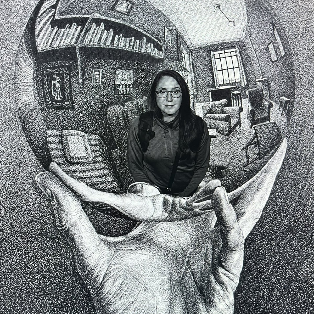 Crystal1a's tweet photo. Perspective is everything. 🌀 
Had the best time getting lost in the mathematical magic of M.C. Escher yesterday. If you’re in downtown Montreal, do yourself a favor and step into this impossible world!

#EscherMontreal #MCEscher #DowntownMTL https://t.co/5dYPflPBje