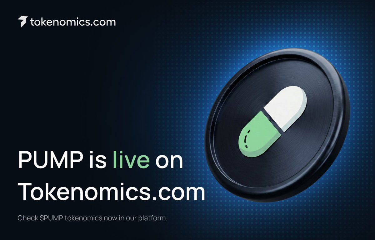 TokenomicsCOM's tweet photo. 🚨 NEW TOKENOMICS → @Pumpfun now live

$PUMP allocation, vesting schedule, unlocks, revenue, valuation and more 

↓ Full breakdown https://t.co/MmlP58CJMe