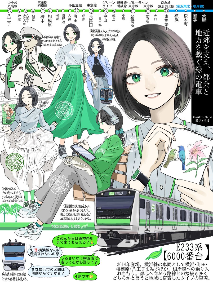 神奈川と東京の境を走る233屈指のお洒落さん
E233系6000番台(擬人化) #鉄道擬人化