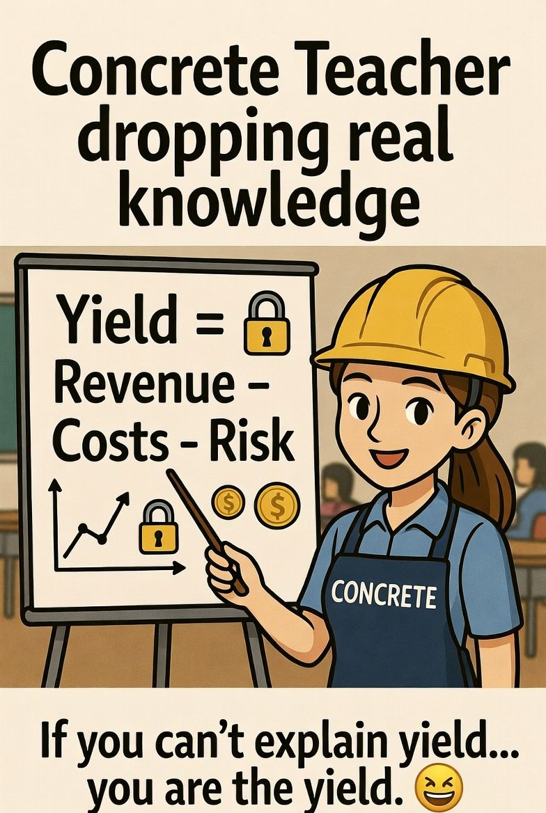 Nma1773's tweet image. Concrete Teacher in session 👩‍🏫

“If you can’t explain yield… you are the yield.”

Real education &amp;gt; hype.

@ConcreteXYZ Vaults make yield simple, transparent, and actually understandable.

Who’s learning with us today? Drop a 📝 below

#Concrete #DeFiEducation 

@crypttoji