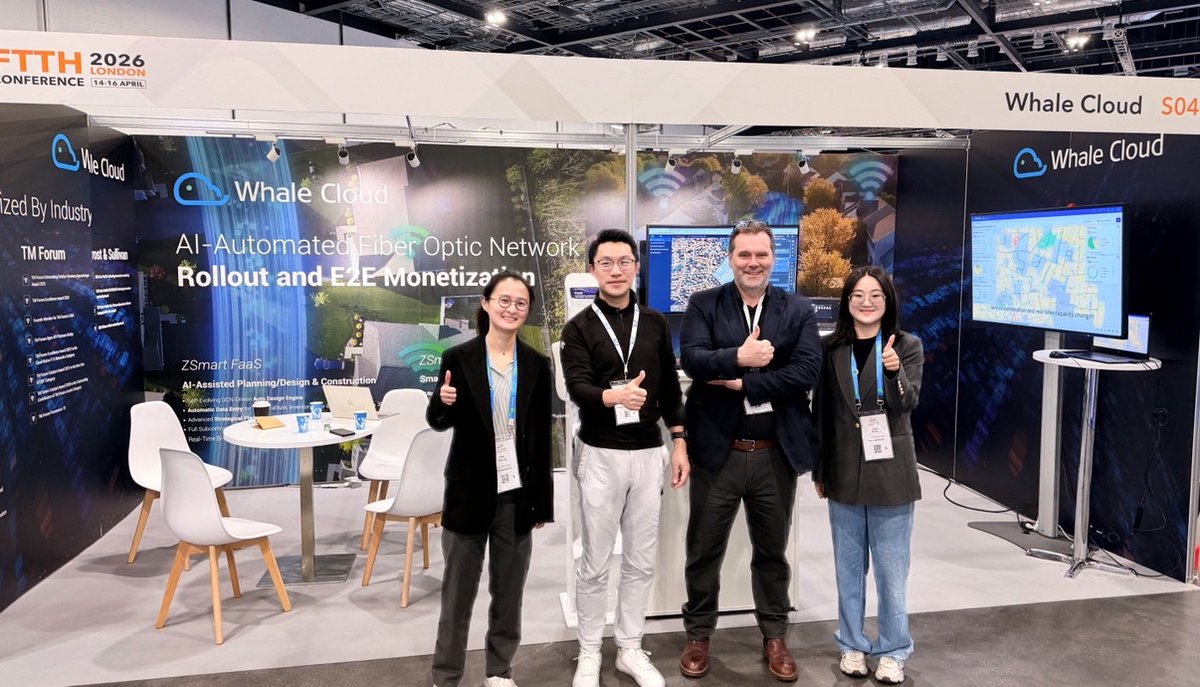 whalecloud_bol's tweet image. Highlights from #FTTH2026 London!  The industry is moving fast—execution is everything.

Whale Cloud is empowering operators with smart FTTx &amp;amp; Wholesale BSS. Big thanks to our visitors and team for an incredible event! 🌐💡
 #Fiber #FTTx #OSS