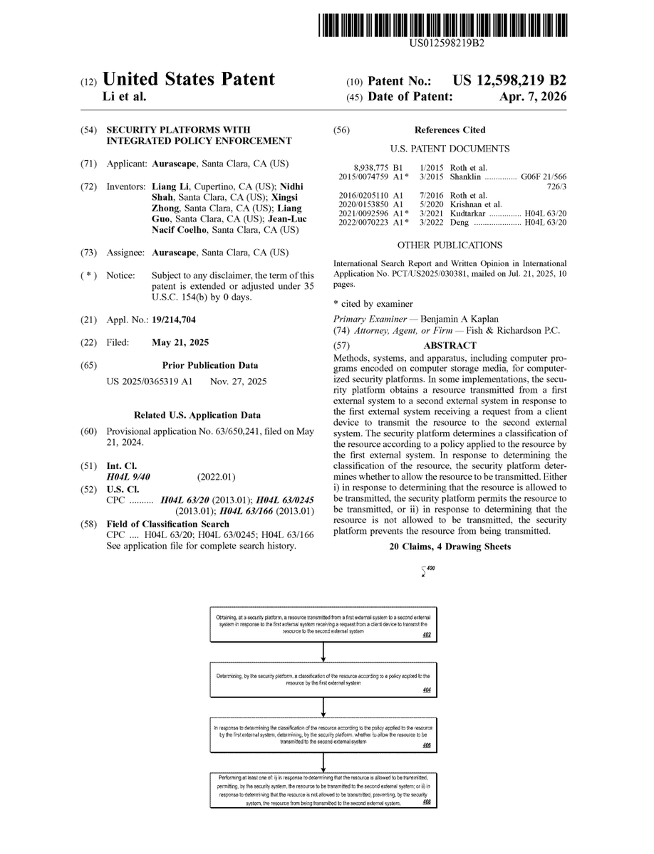 CK_Cryptoklepto's tweet photo. Aurascape, an "AI cybersecurity" spinout of Velaura AI, was awarded a US Patent for "security platforms with integrated policy enforcement"

MARA has an investment stake in Velaura AI and $MARA CEO Fred Thiel along with $INTC CEO Lip-Bu Tan are on the Velaura Board of Directors https://t.co/LfDRu7BhDS