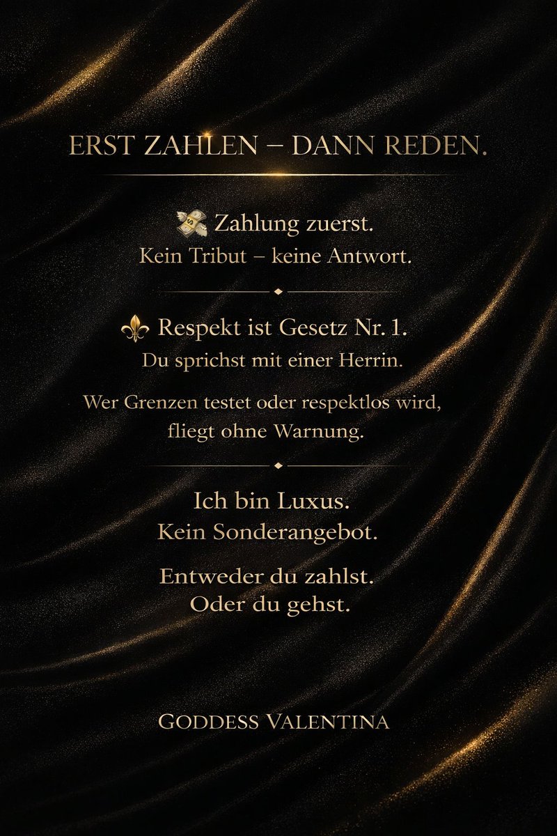 Valentina200594's tweet image. Das ist keine Einladung.
Das sind Regeln. 👑
#dominanz #göttin #mindset