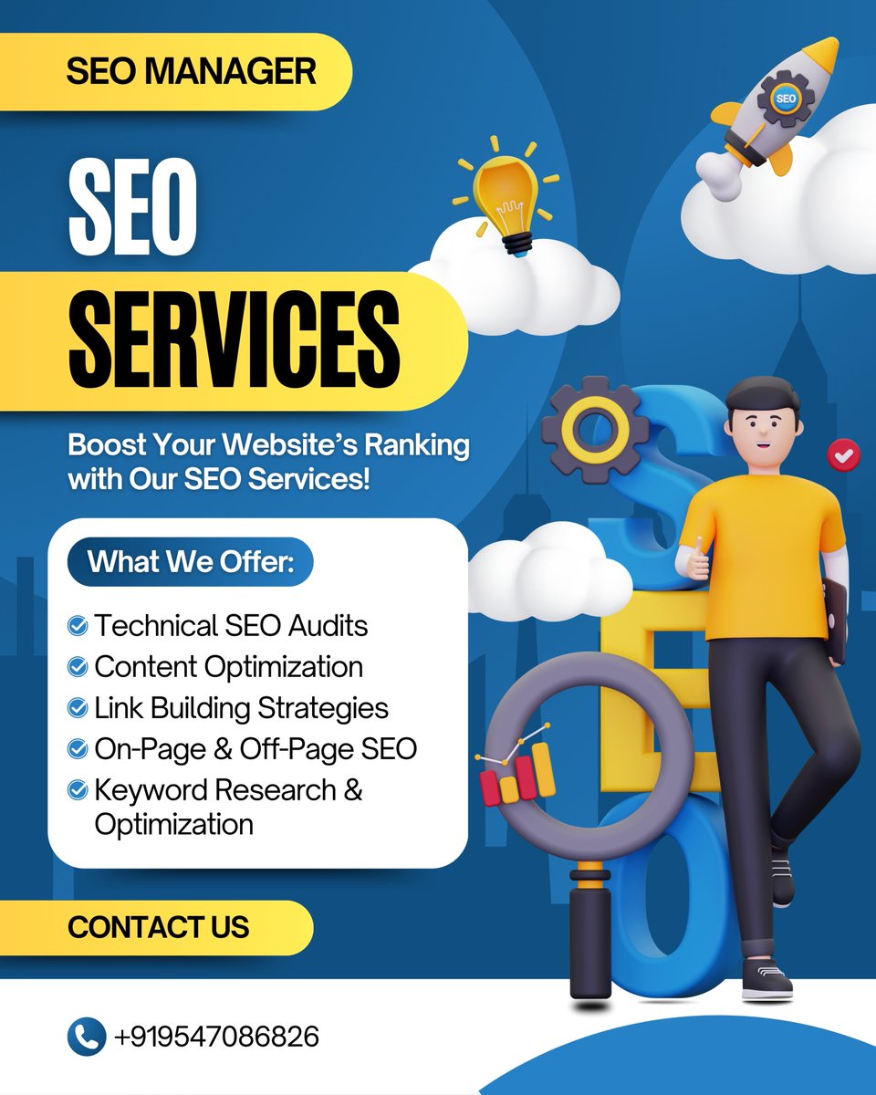 stitoo369's tweet photo. Boost your website’s ranking with expert #SEO!🚀

Not getting visibility? Let’s fix that.

���️ Technical #SEO
✔️ Content Optimization
✔️ Link Building
✔️ Keyword Research
Rank higher. Grow faster.
📩 DM to get started
📲WA: +919547086826
📧Email: titoosocialmediamanager@gmail.com https://t.co/1RumfxkF9o
