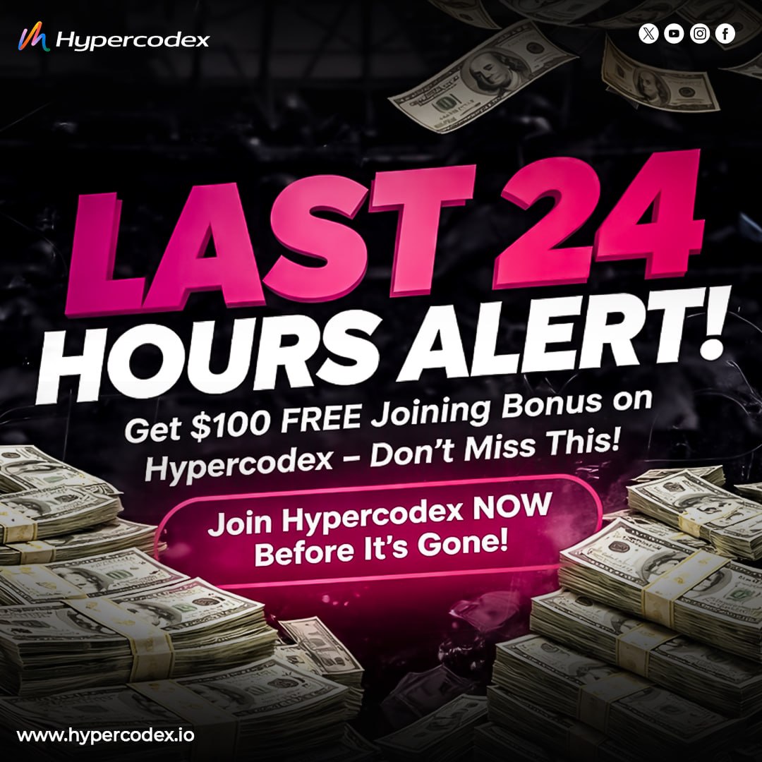 the_hypercodex's tweet image. 🚨 FINAL 24 HOURS: CLAIM IT OR MISS IT 🚨

$100 FREE bonus is live on Hypercodex 

AI + Web3 is moving fast
Opportunities don’t wait
And neither should you

⏳ 24 hours left. That’s it.

Get in now: hypercodex.io

#Hypercodex #Crypto #Web3 #AI #EarnOnline #Blockchain