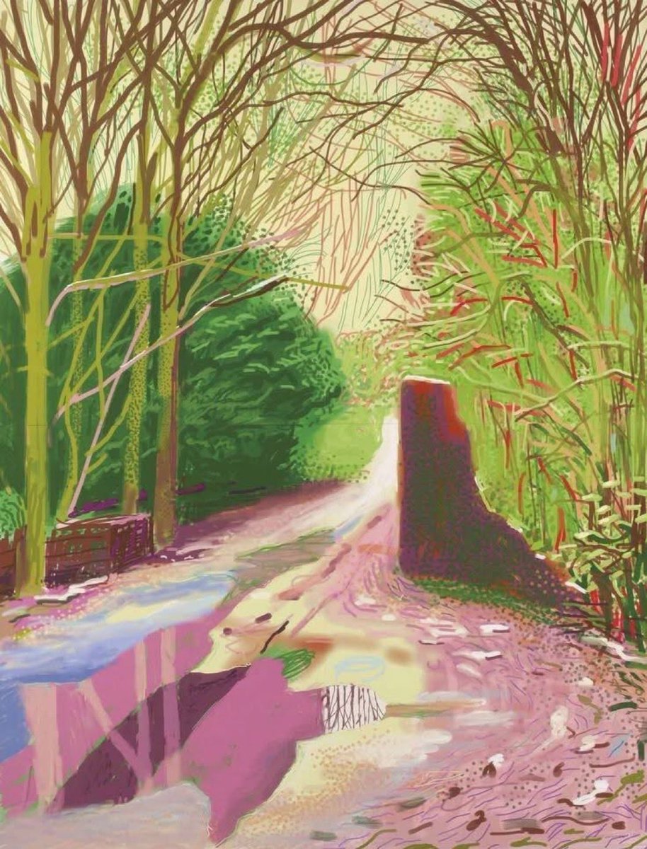 AnaPort_2's tweet image. ‘The Arrival of Spring in Woldgate, East Yorkshire in 2011’ (series), by contemporary British artist David Hockney.
#art #painting #Spring 🌱🌳
