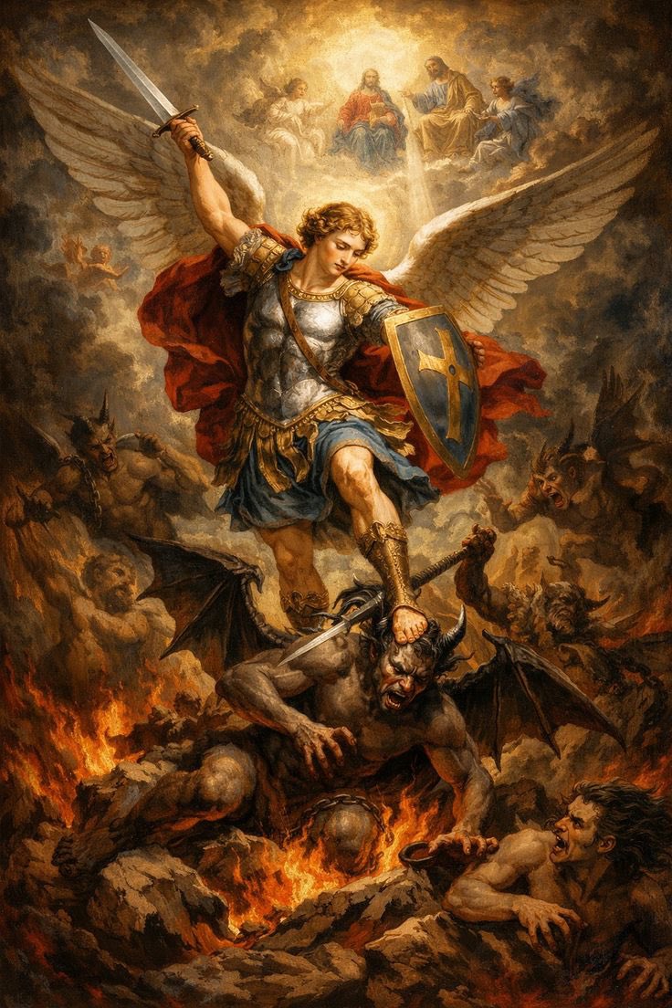 SkyVirginSon's tweet photo. San Miguel Arcángel, defiéndenos en la batalla.
Sé nuestra protección contra la maldad y las asechanzas del demonio.

Que Dios lo reprenda, humildemente te lo pedimos.
Y tú, oh Príncipe de los ejércitos celestiales,
por el poder de Dios, arroja al infierno a Satanás
y a todos los espíritus malignos
que vagan por el mundo buscando la perdición de las almas.

Amén 🙏