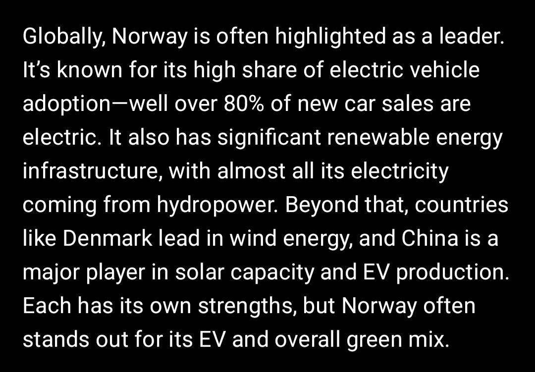 HEIS_Tswvlis's tweet image. ChatGPT: Of all the countries on the #planet, which one is a #leader in terms of #green#energy, #infrastructures, &amp;amp; #electric #vehicles?

4/16/2026
#CapstoneStabilityTheorem 
#Climate #Weather #Change #Awareness #Norway #Leadership