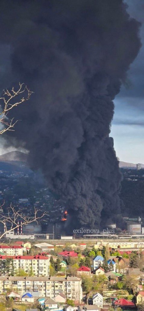 It is as if a volcano erupted under Tuapse in Russia, but it is just another Russian oil facility which has been blown up.