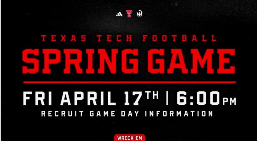 Dock5k's tweet photo. Beyond blessed!

Wanna say thank you @TexasTechFB for the invite 
I’ll be back in Lubbock tomorrow to go watch Texas tech spring game 

@_aaronreynolds 
@CoachARoan 
@CoachDockeryMCM https://t.co/UMF8jeH9sd