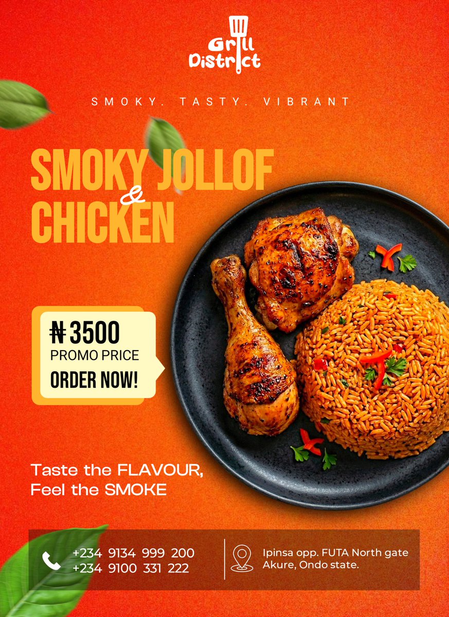 Aladenikayanfe's tweet photo. Day 2 of the DSdesignchallenge and the goal was simple: Make them hungry! 🌶️🔥
Executed on PixelLab. 📱✨
What do you think?
cc: @daniel_ife_ @designersspace_
#GraphicDesign #PixelLab #FoodDesign #GrillDistrict #DesignChallenge https://t.co/sPEDPu0cwc