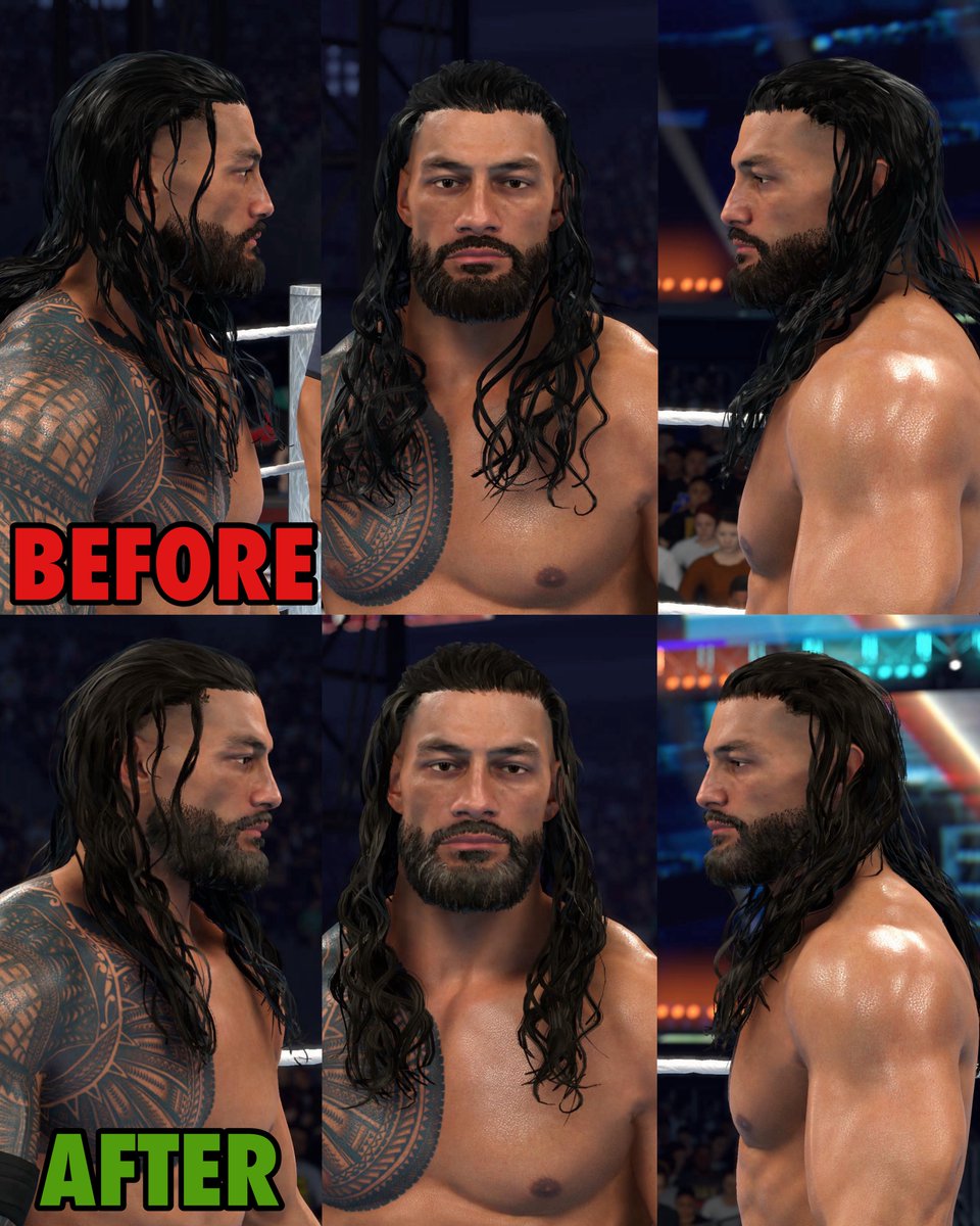 V_Mozz's tweet image. ROMAN REIGNS FIXED HAIR &amp;amp; BEARD IS AVAILABLE NOW ON CC ✅

▫️FIXED HAIR &amp;amp; BEARD

▫️ATTIRES UPDATED

🔸HASHTAGS: RomanReigns/VMozz

#WWE2K26 #PS5